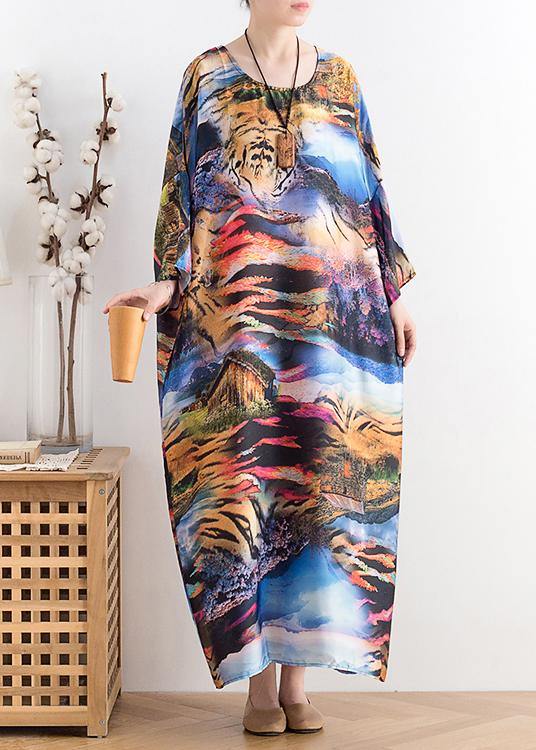 Summer New Chiffon Holiday Style Retro Dress Loose Printed Long Skirt