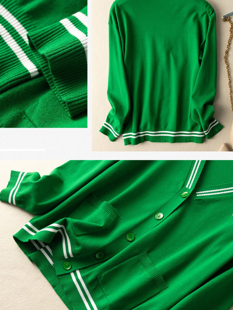 Knitwear Thin Section Literary Retro Wild Loose Striped Jacket in One-size