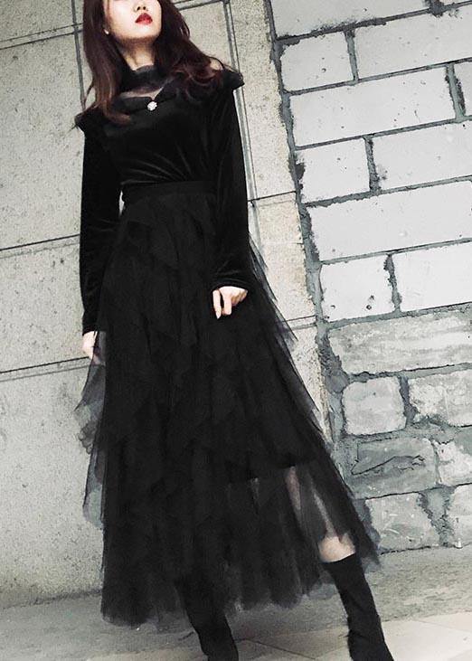 Organic Black Tulle Tiered Summer Skirts
