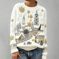 Comstylish Christmas Snow Scene Plush Embroidered Women's Comfort Sweater