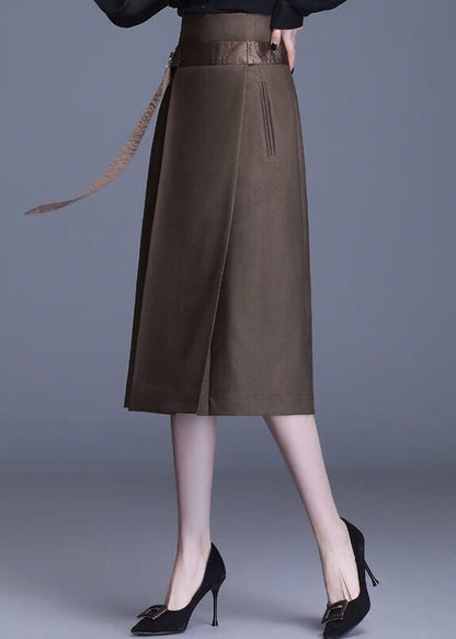 Chocolate Patchwork High Waist Cotton Skirts Spring