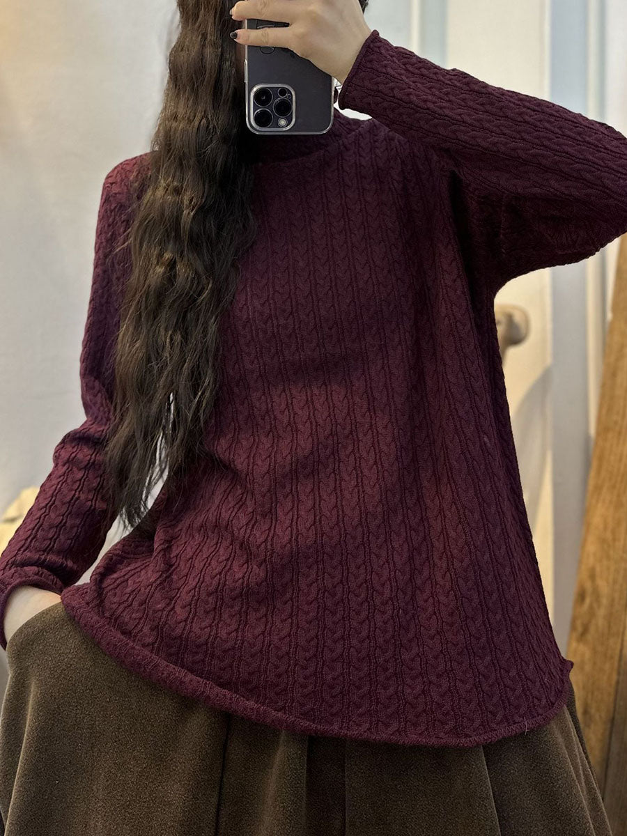 Stripe 3d Knitted Turtleneck Sweater