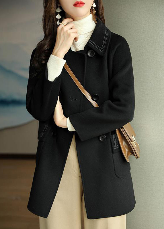 Light Green Peter Pan Collar Pockets Woolen Coats Winter
