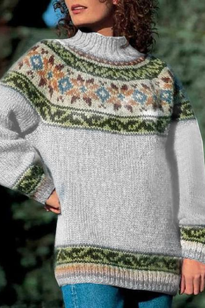 Long Sleeve Jacquard Sweater