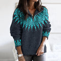 Vintage Fairman Island Geometric Knitted Jacquard Zipper Stand Collar Sweater elevenforest