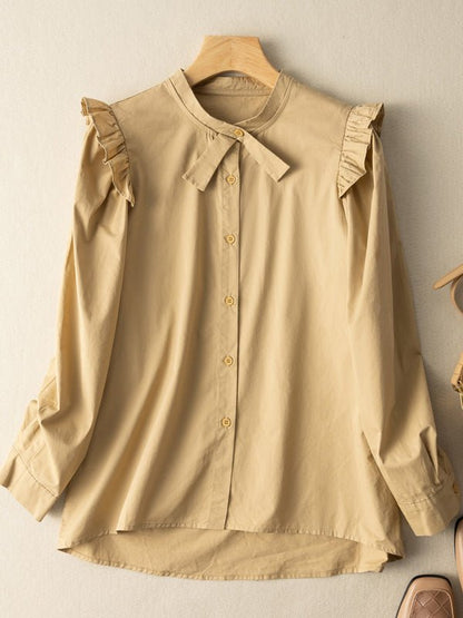 Natural Fabric Loose and Shirt With Fungus Design