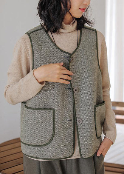 O Neck Sleeveless Cotton Shirts Two Ways to Wear Blackish Green Shirt