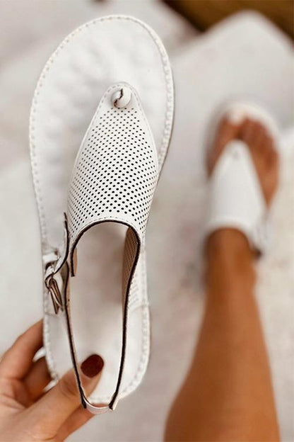 T-strap Perforated Sandals