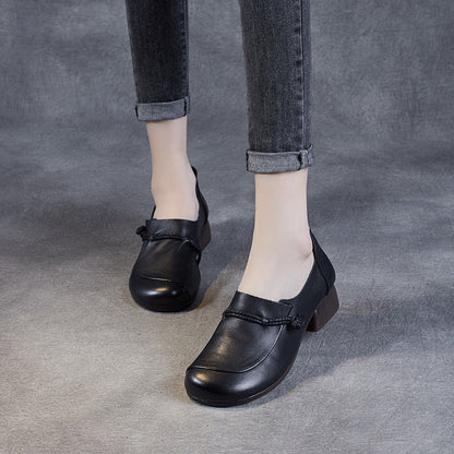 Spring Summer Retro Leather Wedge Shoes