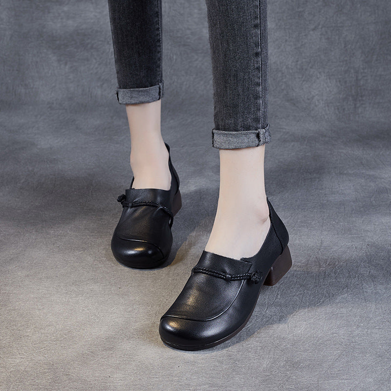 Spring Summer Retro Leather Wedge Shoes