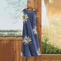 Vintage Floral Art Linen Sleeveless Dress elevenforest