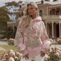 Comstylish Women's Vintage Floral Embroidery Art Cozy Knit Hooded Sweater