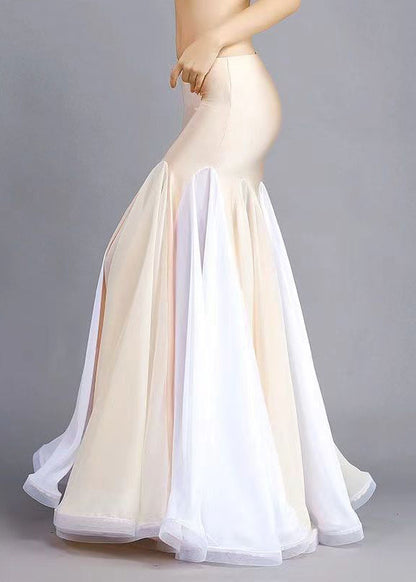 Classy Beige Slim Fit Extra Large Hem Fish Tail Skirt Spring