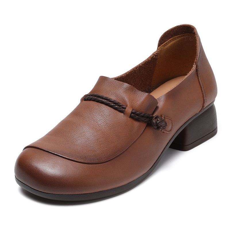 Spring Summer Retro Leather Wedge Shoes