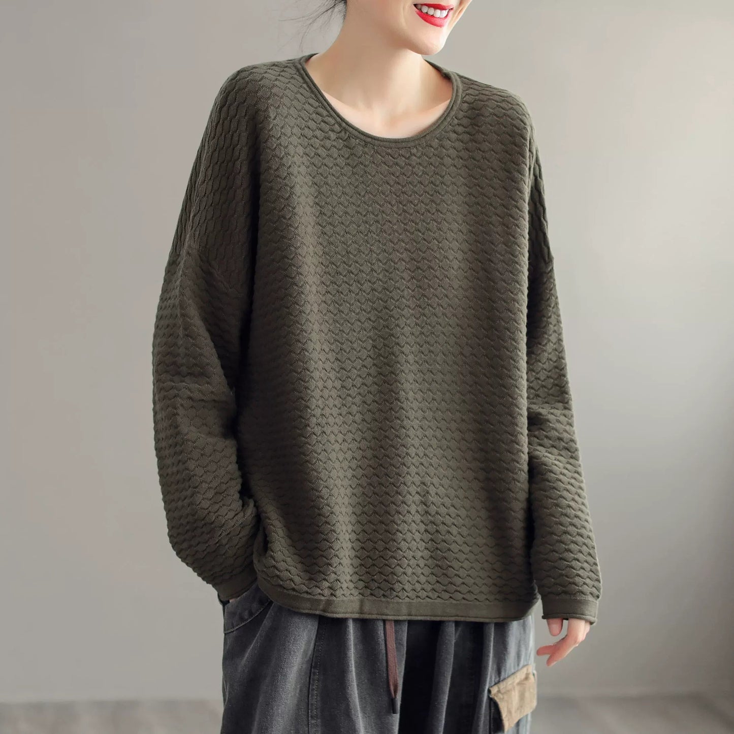 Autumn Loose Cotton Knitted Sweater