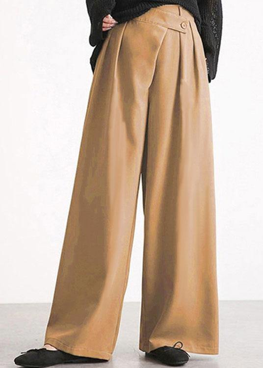 Work Cross Button Design Wide Leg Pants