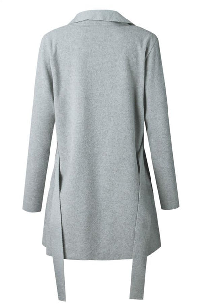 V-neckline Tie Irregular Elastic Cardigan Sweater