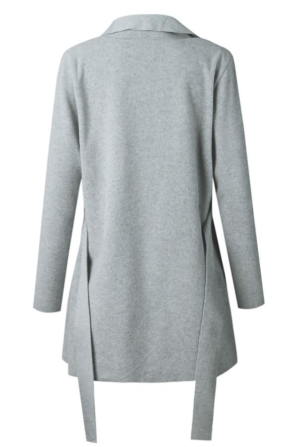 V-neckline Tie Irregular Elastic Cardigan Sweater