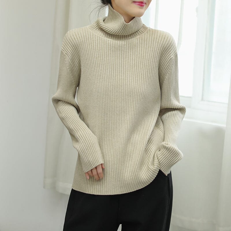 Stripe Knitted Turtleneck Winter Sweater