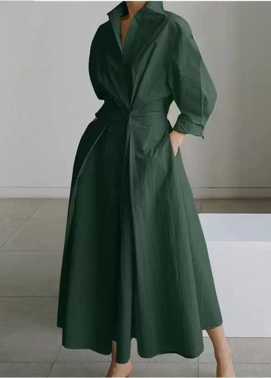 Tea Green Cinched Silm Fit Maxi Dresses Spring