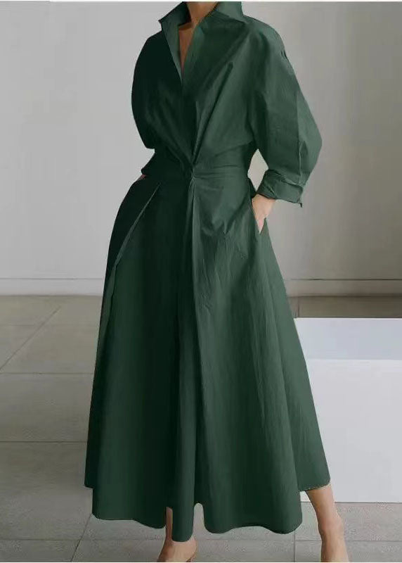 Tea Green Cinched Silm Fit Maxi Dresses Spring