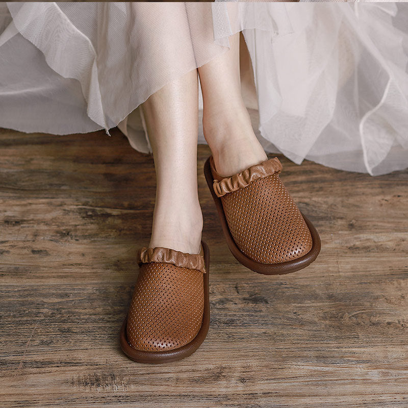 Hollow Leather Sandals/slippers