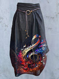 Women's Music Note Art Design Casual Skirt