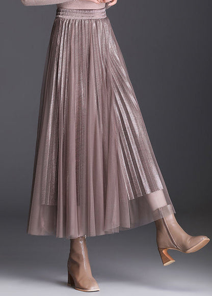Stylish Chocolate Draping Tulle a Line Skirts Spring