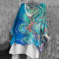 Women's Abstract Line Art Print Casual Cotton And Linen Shirt elevenforest