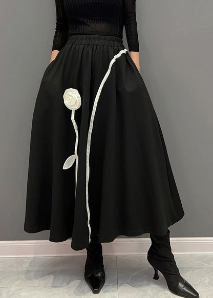Novelty Black Thick Elastic Waist Skirts Winter