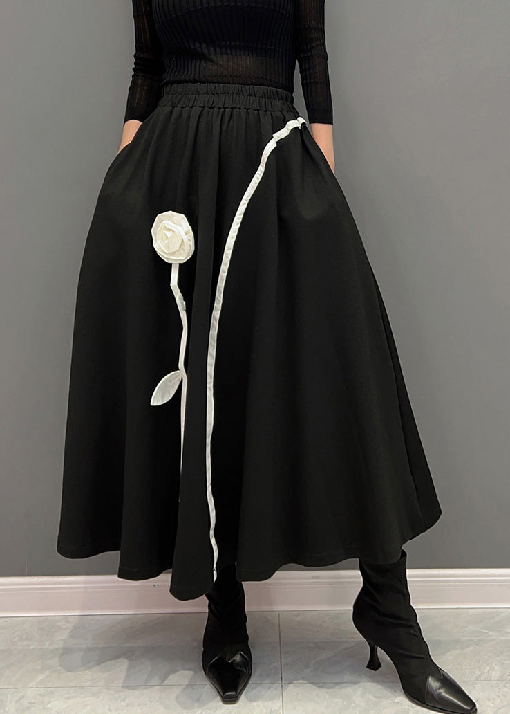 Novelty Black Thick Elastic Waist Skirts Winter