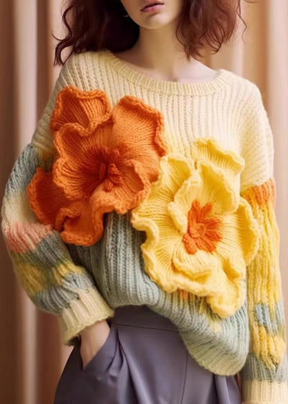 Unique Apricot Cozy Cotton Knit Sweaters Long Sleeve