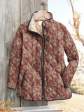 Vintage Style Floral Pattern Printed Women's Casual Quilted Cardigan