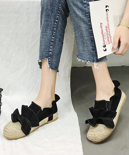 Brown Ruffled Splicing Versatile Flat Feet Shoes