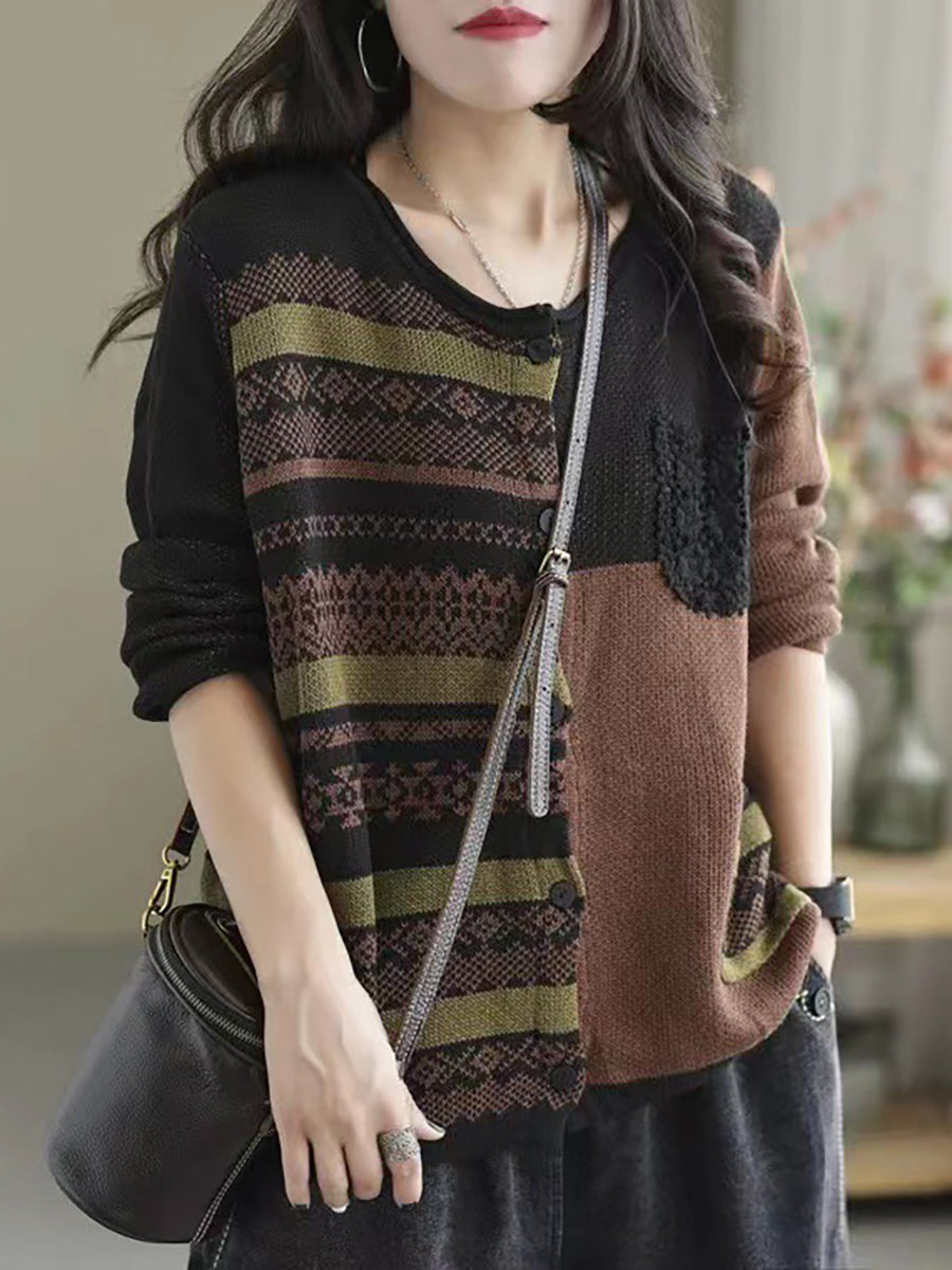 Autumn Patchwork Loose Sweaters