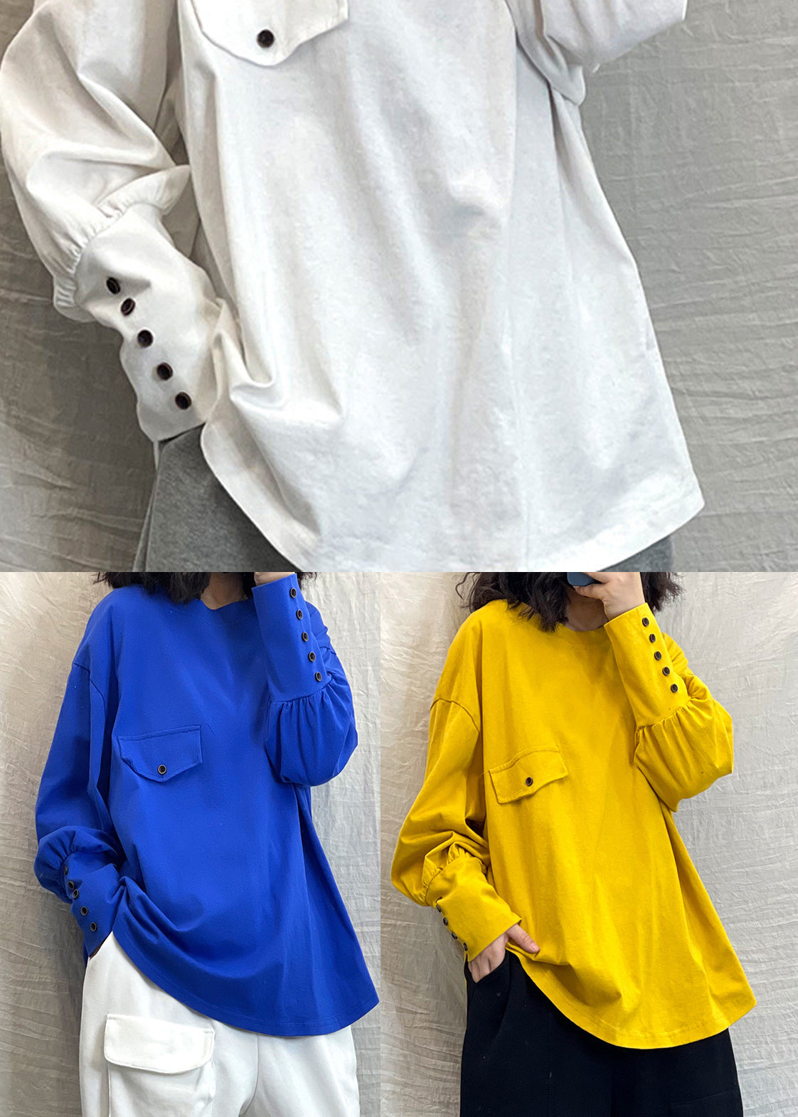 Handmade White Low High Design Cotton Sweatshirts Tracksuits Long Sleeve