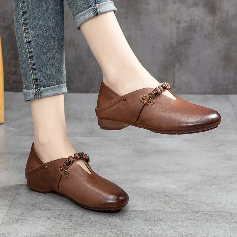 Spring Summer Retro Soft Leather Handmade Shoes