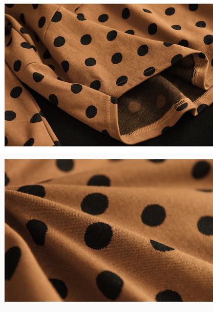 Polka-dot Print Top-paneled Cotton T-shirt