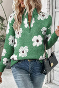 Olga® | Floral half zip sweater