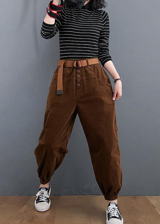 Pants Unique Chocolate Sewing Pockets Thick Pants
