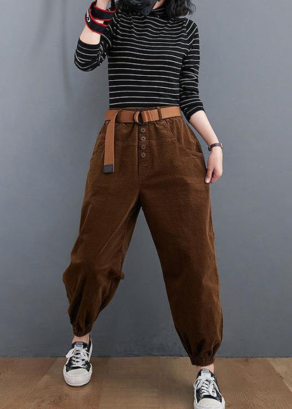 Pants Unique Chocolate Sewing Pockets Thick Pants