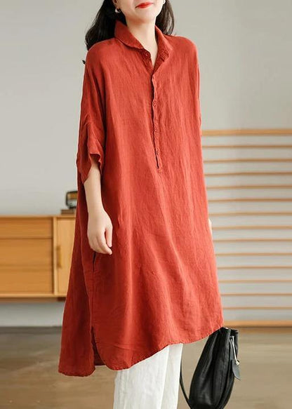 - Red Linen Pure Shirt