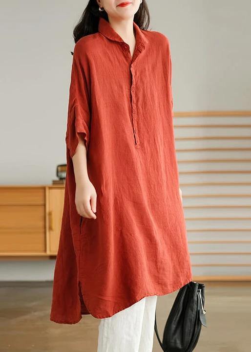 - Red Linen Pure Shirt