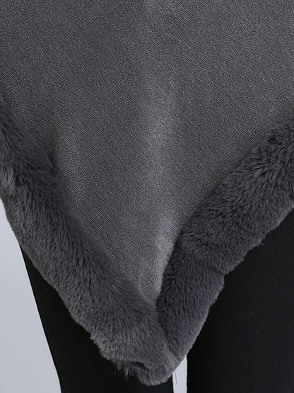 Coat Cape Peacoat Faux Fur Collar Poncho
