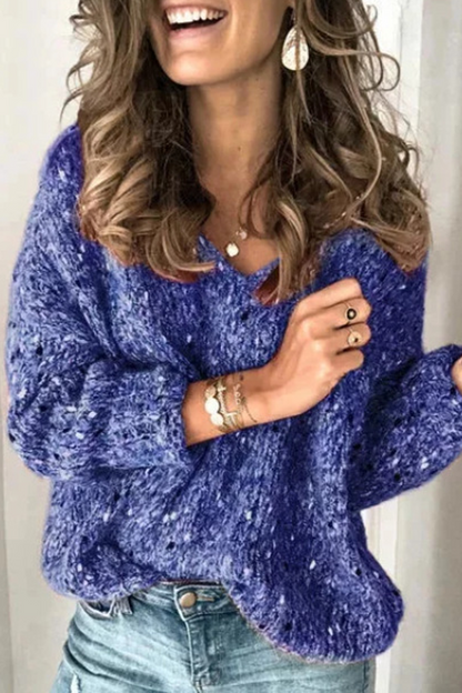 Color V-neck Sweater