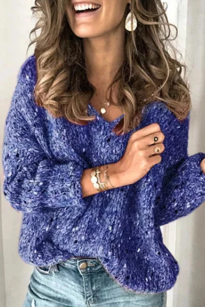 Color V-neck Sweater