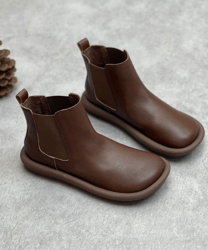 Coffee Boots Cowhide Leather Shelsea Boots
