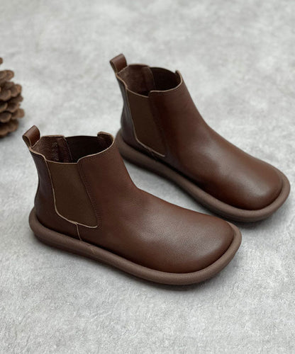 Coffee Boots Cowhide Leather Shelsea Boots