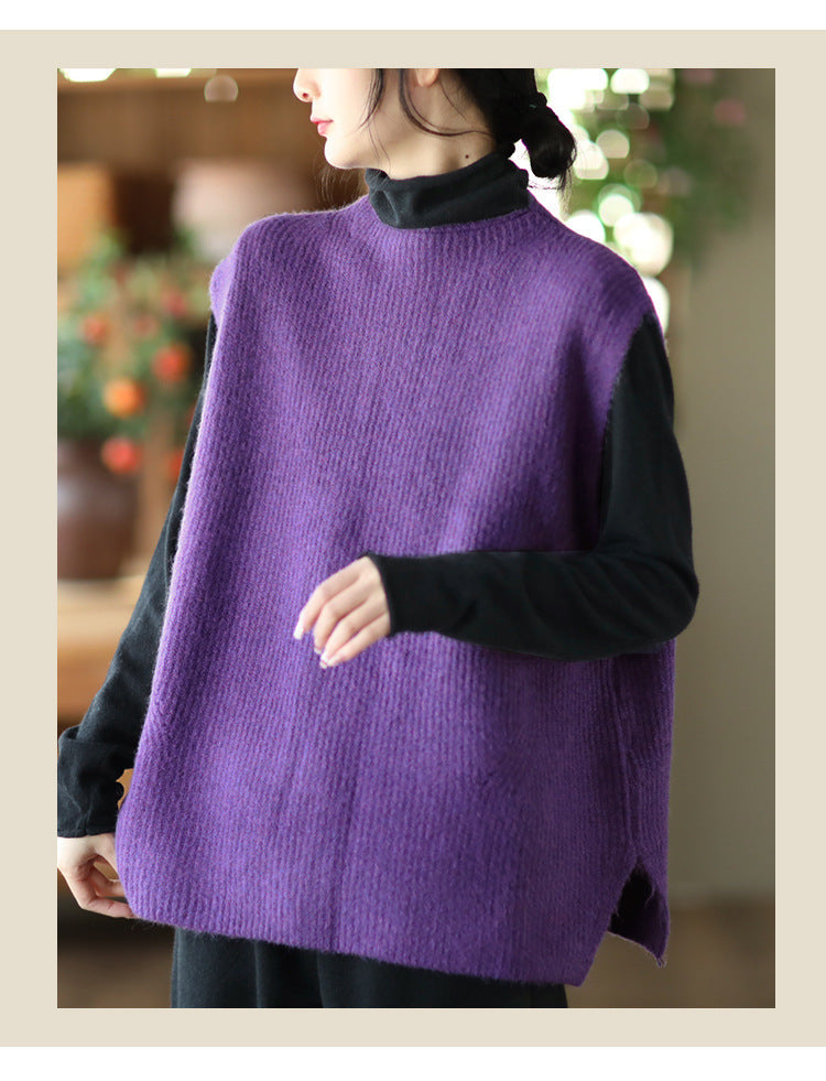 Temperament Loose Sleeveless Pullover Vest Literary Color Vest