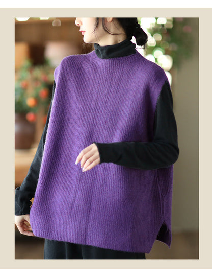 Temperament Loose Sleeveless Pullover Vest Literary Color Vest